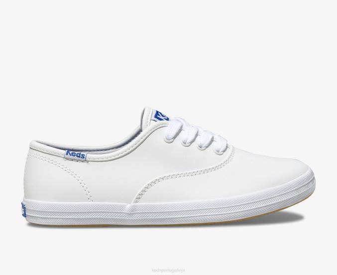 Keds tênis campeão cvo couro R28H229 calçados couro branco Garotão