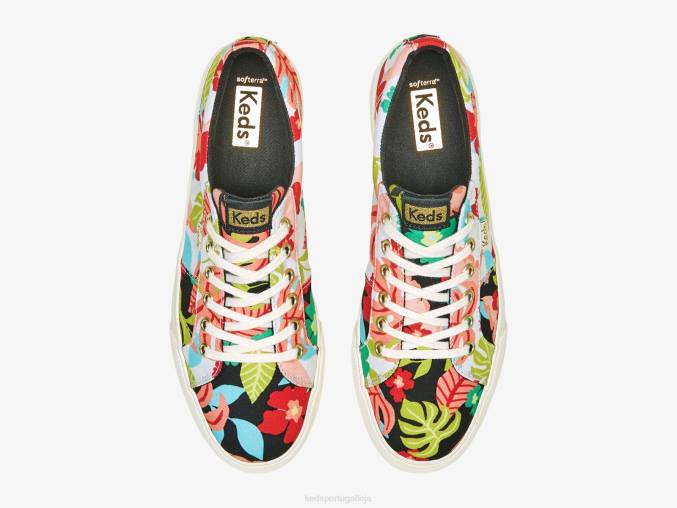 Keds jump kick duo tênis com estampa tropical R28H156 calçados coral negro mulheres