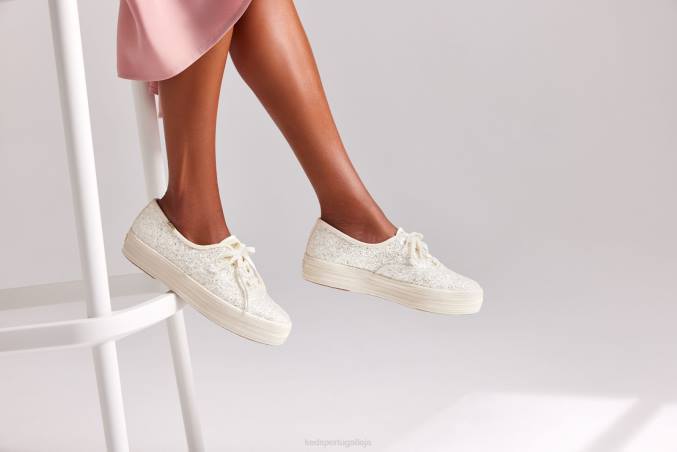 Keds o tênis de celebração de brilho de plataforma R28H102 calçados creme mulheres