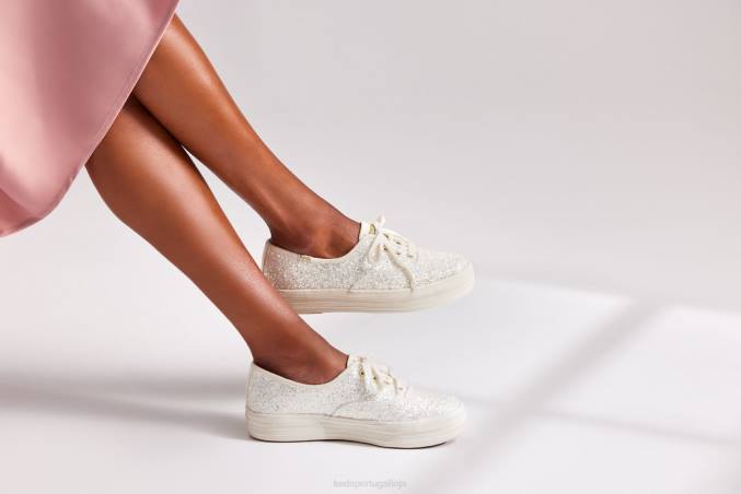 Keds o tênis de celebração de brilho de plataforma R28H102 calçados creme mulheres