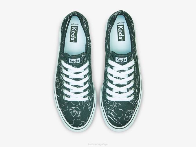 Keds salto chute tênis floral desenhado à mão em lona R28H201 calçados Preto branco mulheres