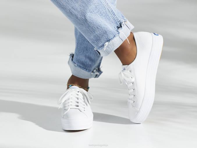 Keds sapatilha couro triple kick R28H134 calçados branco mulheres