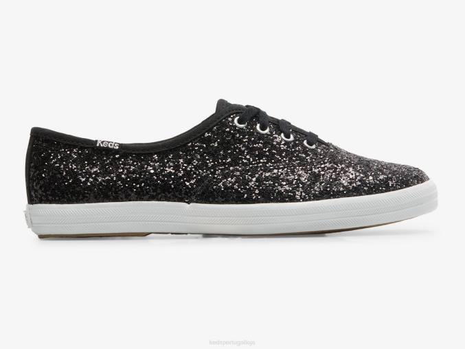 Keds sapatilha de comemoração de glitter campeão R28H103 calçados preto mulheres