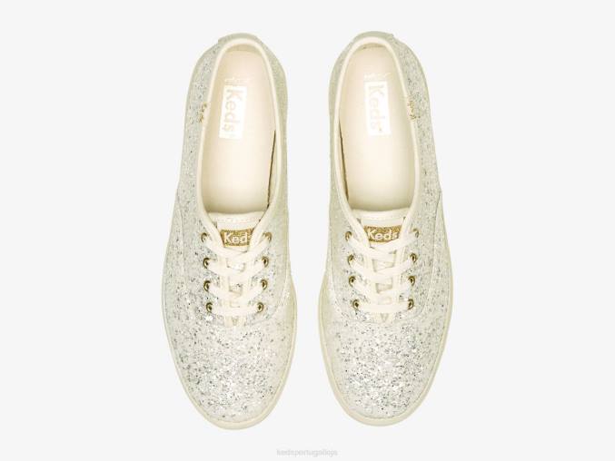 Keds sapatilha de comemoração de glitter campeão R28H104 calçados creme mulheres