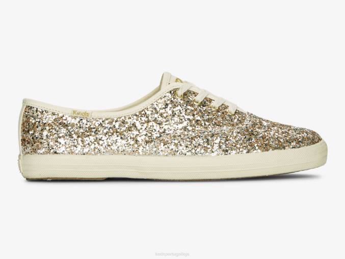Keds sapatilha de comemoração de glitter campeão R28H105 calçados ouro mulheres