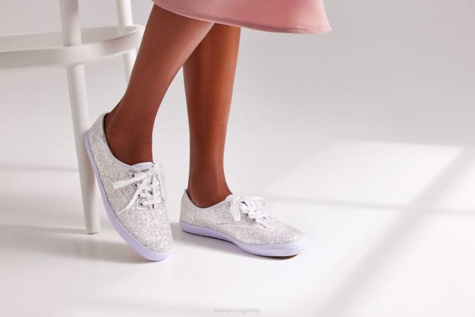 Keds sapatilha de comemoração de glitter campeão R28H106 calçados Rosa ouro mulheres