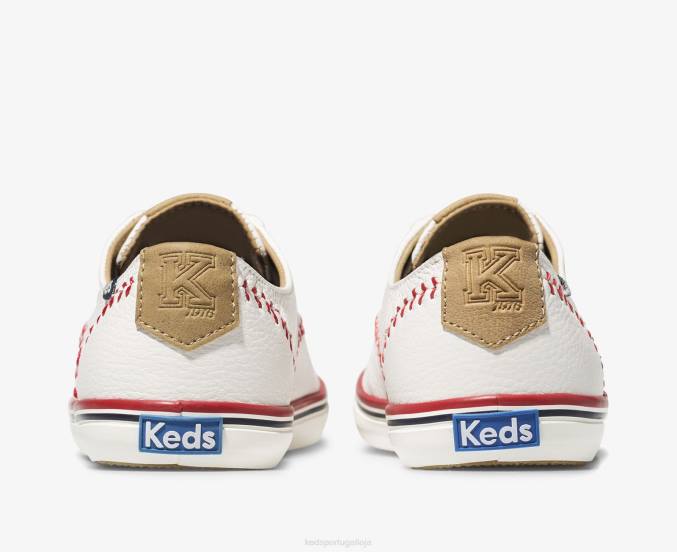 Keds sapatilha de couro com galhardete campeão R28H132 calçados off white mulheres