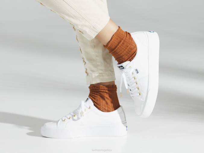 Keds sapatilha de couro jump kick duo R28H85 calçados branco mulheres