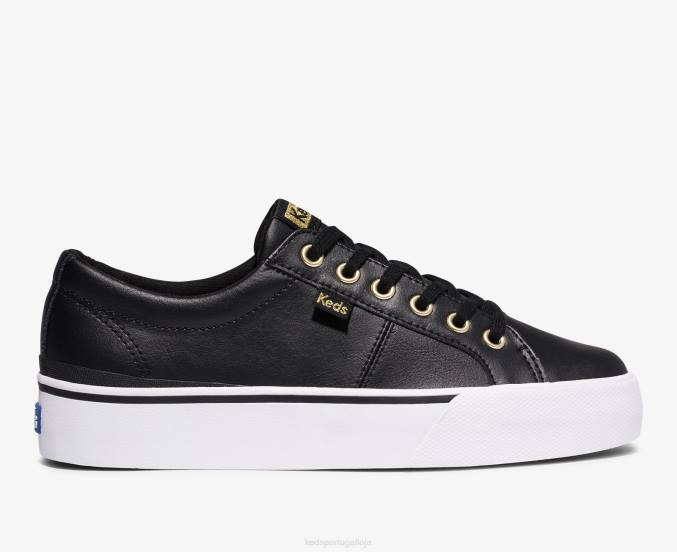 Keds sapatilha de couro jump kick duo R28H86 calçados preto mulheres