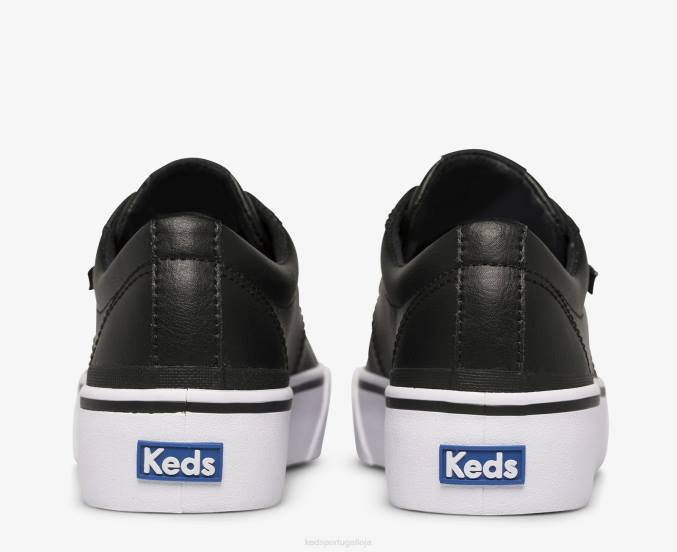 Keds sapatilha de couro jump kick duo R28H86 calçados preto mulheres