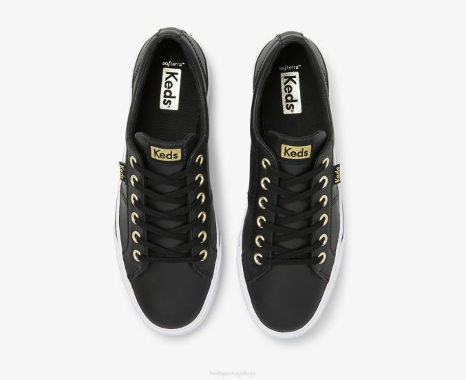 Keds sapatilha de couro jump kick duo R28H86 calçados preto mulheres