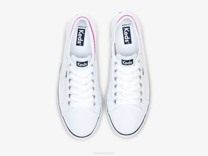 Keds sapatilha de gola canelada jump kick R28H192 calçados branco rosa mulheres