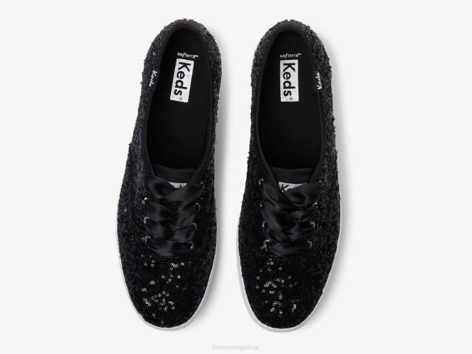Keds tênis comemorativo com lantejoulas campeão R28H187 calçados preto mulheres