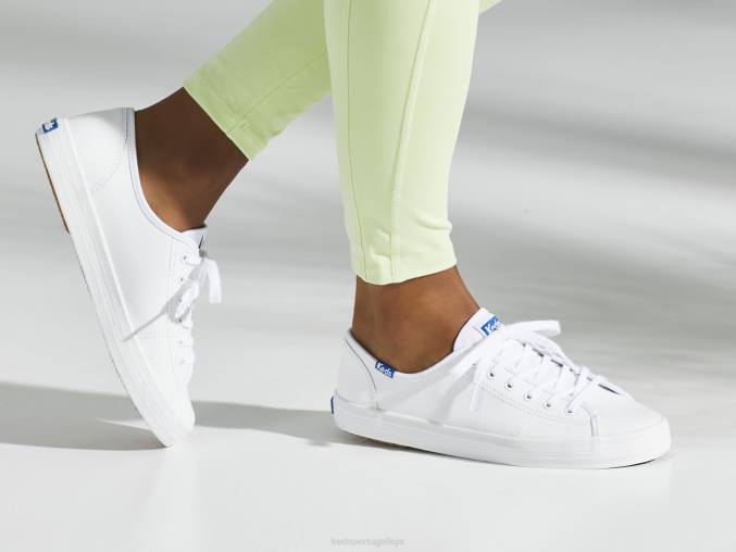 Keds tênis de couro kickstart R28H91 calçados Branco azul mulheres
