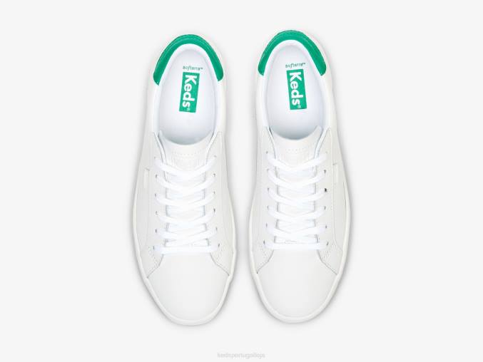 Keds tênis de couro ás R28H197 calçados Branco Verde mulheres