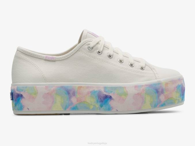 Keds tênis de raposa floral abstrato triple up R28H172 calçados branco multi mulheres