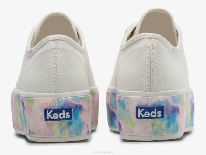 Keds tênis de raposa floral abstrato triple up R28H172 calçados branco multi mulheres