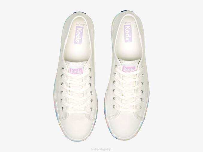Keds tênis de raposa floral abstrato triple up R28H172 calçados branco multi mulheres