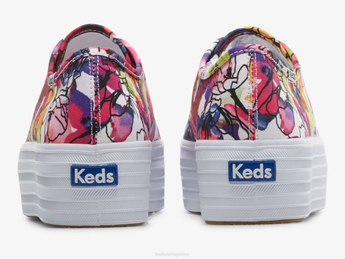 Keds tênis floral aquarela triple up R28H162 calçados roxo branco mulheres