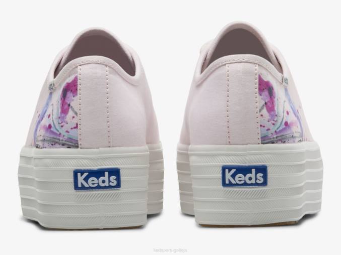 Keds tênis floral com pintura em tela triple up R28H160 calçados luz rosa mulheres