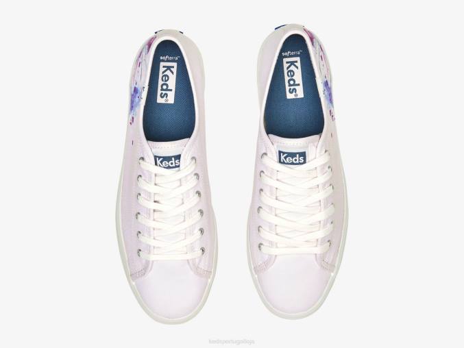 Keds tênis floral com pintura em tela triple up R28H160 calçados luz rosa mulheres