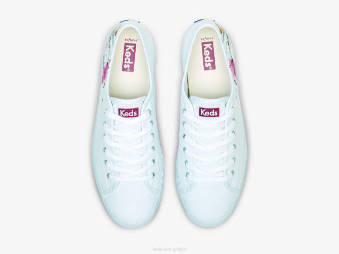Keds tênis floral com pintura em tela triple up R28H161 calçados branco rosa mulheres