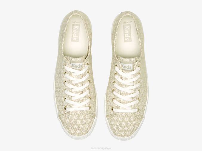 Keds tênis triple kick canvas com estampa floral R28H185 calçados branco bronzeado mulheres
