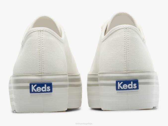 Keds tênis triple up lona foxing stripe R28H183 calçados branco cinza mulheres