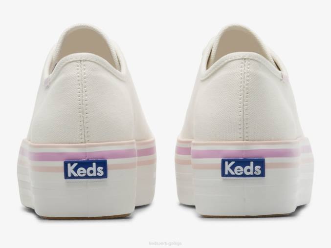 Keds tênis triple up lona foxing stripe R28H184 calçados lilás branco mulheres