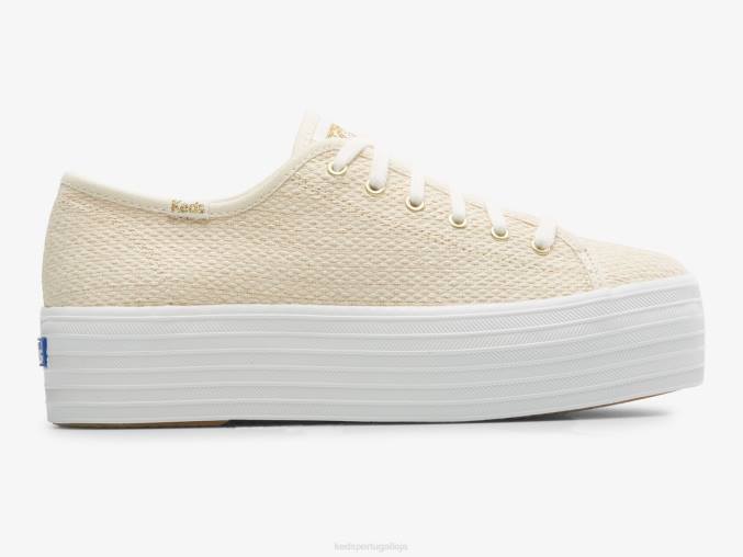 Keds tênis triple up metalizado R28H189 calçados ouro natural mulheres