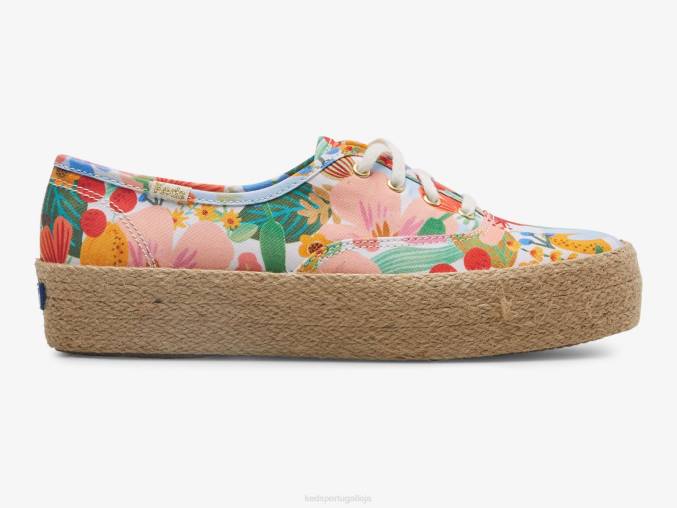 Keds x Rifle Paper Co. a plataforma juta sicília R28H182 calçados branco multi mulheres