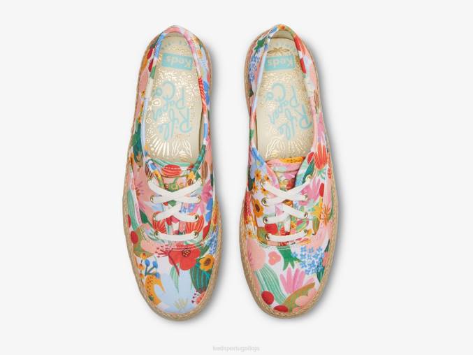 Keds x Rifle Paper Co. a plataforma juta sicília R28H182 calçados branco multi mulheres