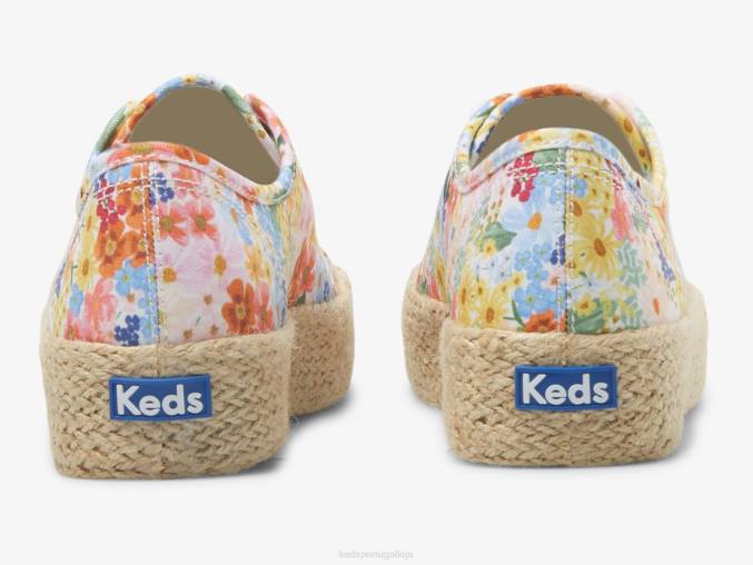 Keds x Rifle Paper Co. chute triplo juta margaux R28H177 calçados branco multi mulheres
