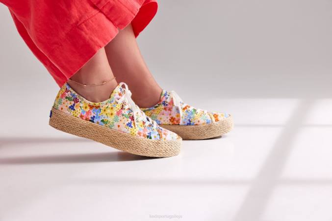 Keds x Rifle Paper Co. chute triplo juta margaux R28H177 calçados branco multi mulheres