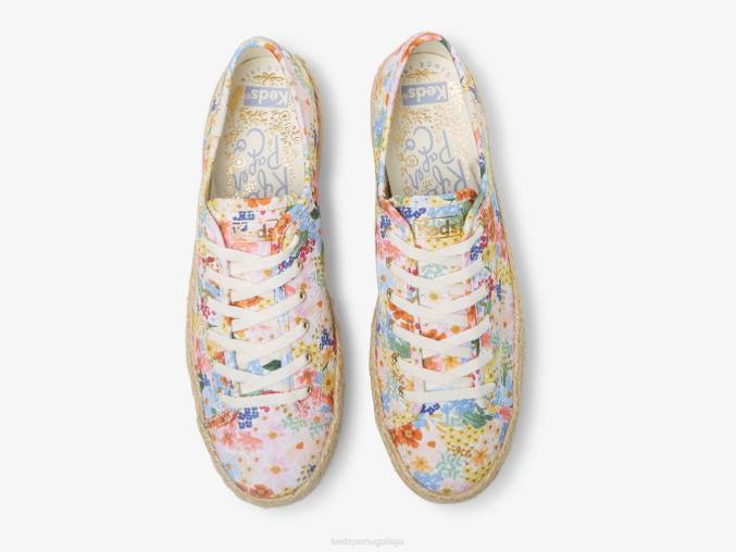 Keds x Rifle Paper Co. chute triplo juta margaux R28H177 calçados branco multi mulheres