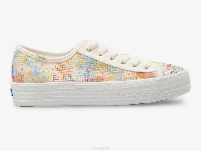 Keds x Rifle Paper Co. malha de chute triplo margaux R28H181 calçados branco multi mulheres