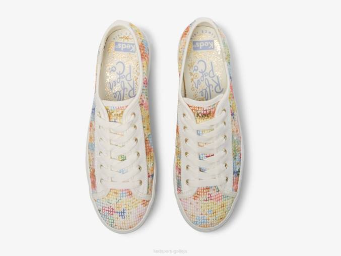 Keds x Rifle Paper Co. malha de chute triplo margaux R28H181 calçados branco multi mulheres