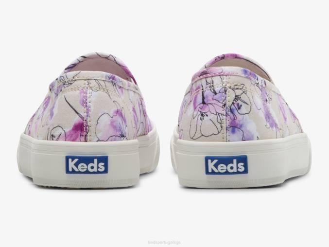 Keds Tênis com estampa floral aquarela de lona de dois andares R28H64 calçados cinza roxo mulheres