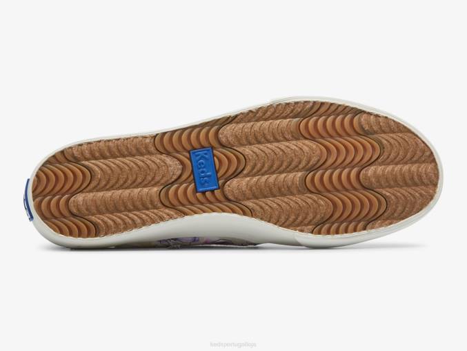 Keds Tênis com estampa floral aquarela de lona de dois andares R28H64 calçados cinza roxo mulheres