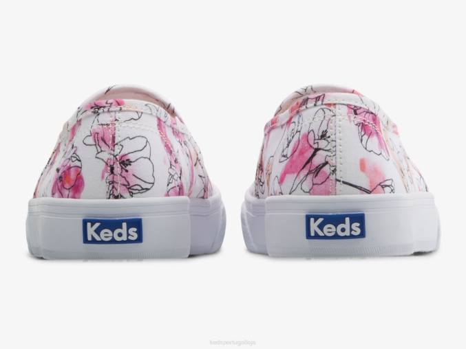 Keds Tênis com estampa floral aquarela de lona de dois andares R28H65 calçados branco rosa mulheres