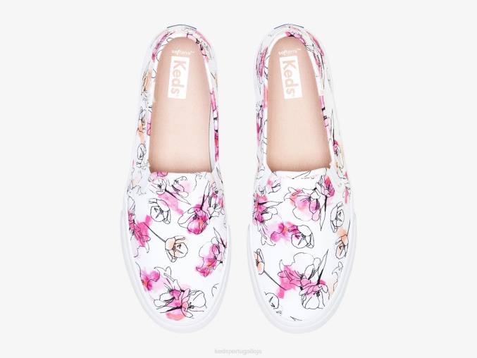 Keds Tênis com estampa floral aquarela de lona de dois andares R28H65 calçados branco rosa mulheres