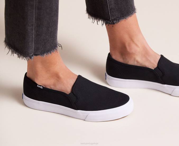 Keds sapatilha de lona de dois andares R28H1 calçados preto mulheres