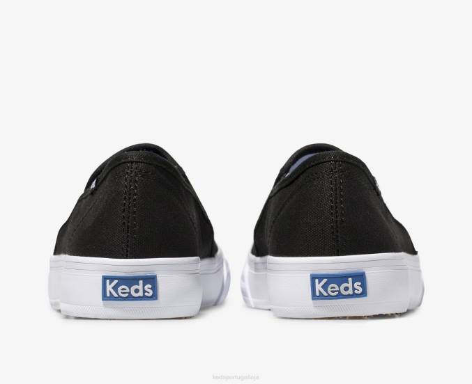 Keds sapatilha de lona de dois andares R28H1 calçados preto mulheres
