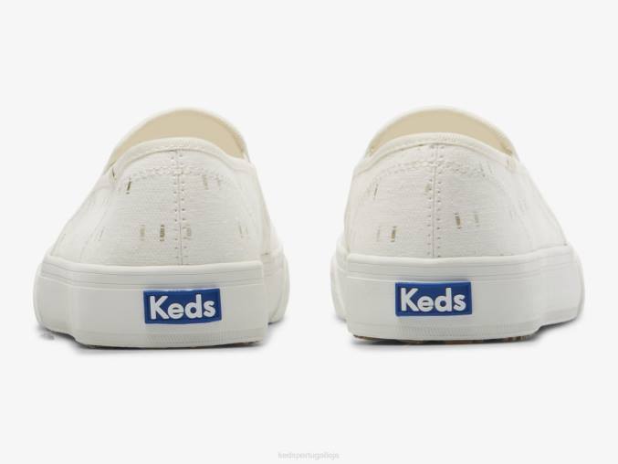 Keds sapatilha têxtil de dois andares sem cadarço R28H70 calçados ouro branco mulheres