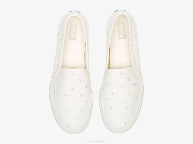Keds sapatilha têxtil de dois andares sem cadarço R28H70 calçados ouro branco mulheres