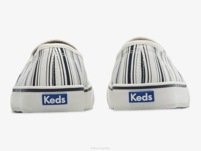 Keds tênis com listras de lona de dois andares R28H67 calçados Marinha Branca mulheres