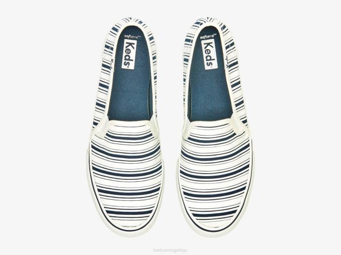 Keds tênis com listras de lona de dois andares R28H67 calçados Marinha Branca mulheres