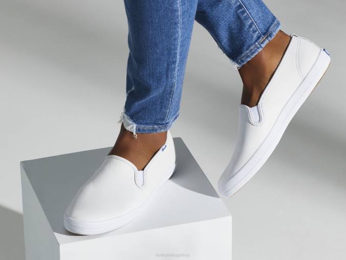 Keds tênis slip on couro campeão R28H25 calçados branco mulheres