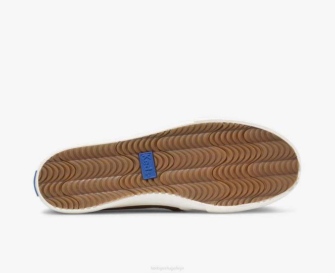Keds tênis slip on de couro double decker R28H26 calçados conhaque mulheres