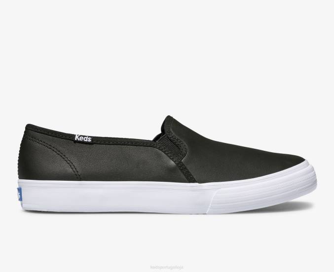 Keds tênis slip on de couro double decker R28H27 calçados preto mulheres